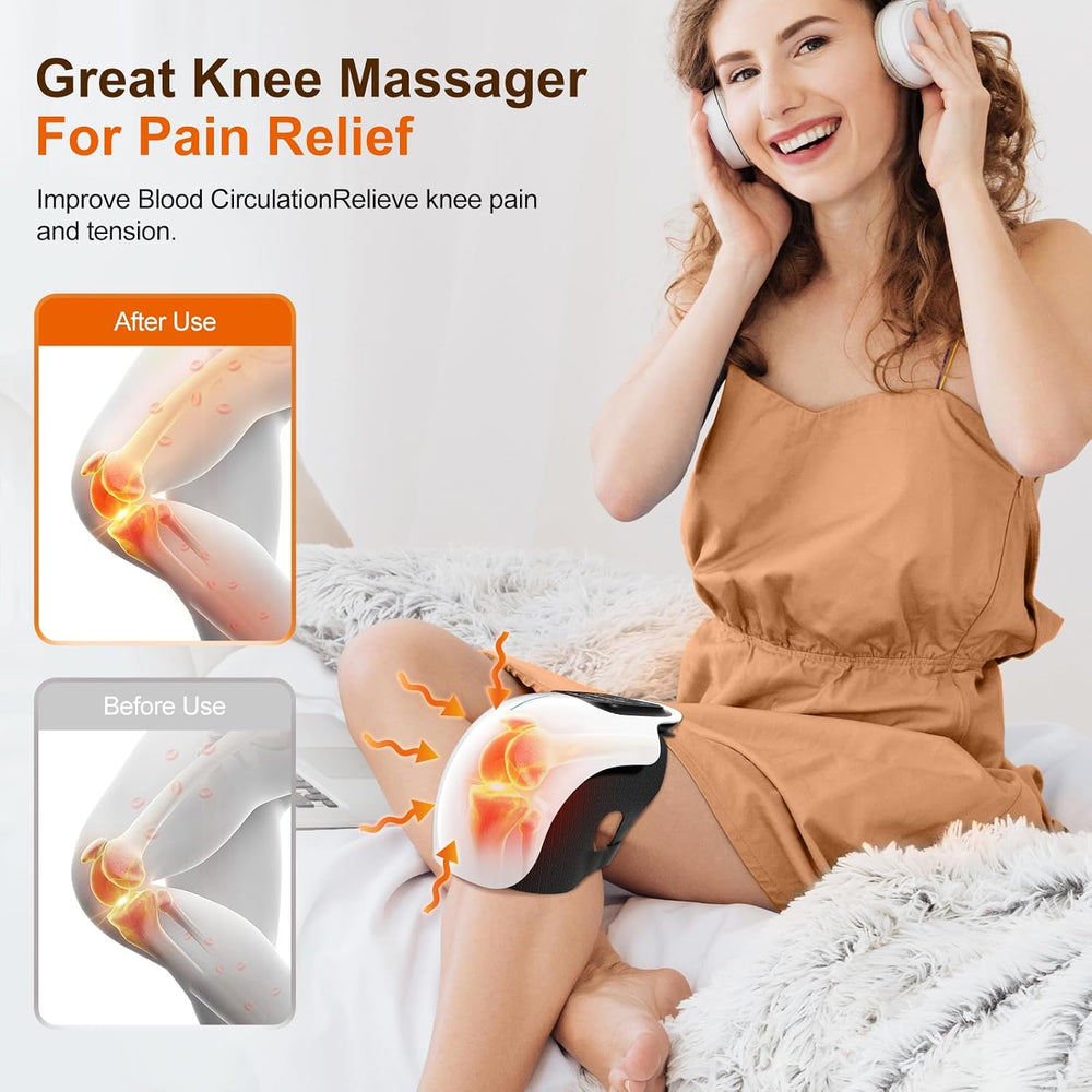 Cordless knee massager showing the device and its design