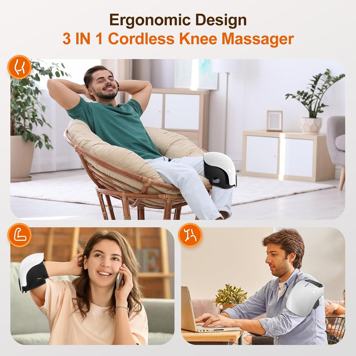 Cordless knee massager product demonstration